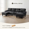 Sectional Sofa, U Shaped Couch with Double Chaise, Pillow-top Armrests and Spring Cushions, 2200lb Capacity