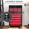 14 Drawer Rolling Tool Chest, Lockable Tool Storage Cabinet with Detachable Top Toolbox, Protective Liner, Red