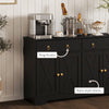 Kitchen Sideboard Cabinet with 2 Drawers, 4 Barn Doors and 2 Adjustable Shelves, Buffet Table for Living Room, Black