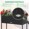 Rattan Raised Garden Boxes, Elevated Flower Beds with Storage Shelf for Herbs, Flowers, Vegetables, Black