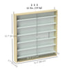 7-Tier Display Cabinet, Shot Glass Display Case, Glass Curio Cabinet with 2 Glass Doors, Oak and White