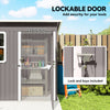 7' x 4' Galvanised Steel Outdoor Storage Shed, Garden Shed with Window, Lockable Wide Door and Air Vents, Grey