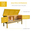 Wooden Rabbit Hutch, Indoor Outdoor Bunny Cage with Slide-Out Tray and Openable Roof, Small Animal Cage