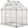 Greenhouse Garden, Green House, Outdoor Greenhouse Kit, PC Board with Sliding Door, 6.2' x 4.3' x 6.6', Silver