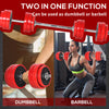 66lbs 2-In-1 Dumbbell & Barbell Adjustable Set Strength Muscle Exercise Fitness Plate Bar Clamp Rod Home Gym Sports Area
