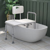 6-Level Adjustable Bath and Shower Transfer Bench Aluminum Chair with Non-Slip Feet, Armrest & Backrest White