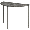 Half Round Side Table, PE Rattan Coffee Table with Metal Frame for Patio, Garden, Balcony, Grey