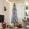 7.5ft Prelit Pencil Artificial Christmas Tree, Flocked Xmas Tree with Remote, Dual Colour LEDs, 519 Tips, Metal Stand