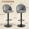 Bar Stools Set of 2, Swivel Counter Height Barstools with Footrest, Grey
