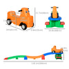 Qaba 9.8 ft Up and Down Roller Coaster for Kids, Thrill 4 Pieces Toddler Roller Coaster Ride on Toy with Side Steps, Sliding Car with Handles, for 2-5 Years Old
