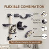 Cat Wall Shelf with Scratching Post, Play Balls, Platforms, Dark Grey