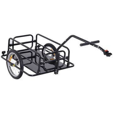 Folding Bicycle Cargo Trailer Utility Bike Cart Carrier Garden Patio Tool with Hitch Black