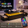 LED Coffee Table with Storage, 2-Tier Modern Center Table with 2 Drawers for Living Room, High Gloss Black