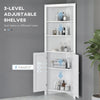 Tall Bathroom Storage Cabinet, Corner Cabinet with Doors, Linen Cabinet with Doors and 3-Tier Shelves, White