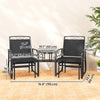 Outdoor Glider Bench with Coffee Table, Patio 2-Seat Rocking Chair Swing Loveseat with Breathable Sling for Backyard Garden Porch, Black