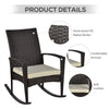 3 Pieces Patio Wicker Rocking Chair Set,  Outdoor PE Rattan Bistro Set Conversation Rocker Set with 2 Chairs 1 Coffee Table for Backyard, Deck, Poolside, Dark Grey