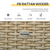 3 Pieces Patio Wicker Bistro Set, PE Rattan Coffee Table & Adjustable Recline Chairs Furniture Set with Cushions and Wood Grain Plastic Top, Khaki