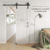 28inx84in Barn Door with 5FT Sliding Door Hardware Kit, Handle, Upgraded Rollers and Floor Guide, Waterproof, White