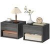 Floating Nightstand Set of 2, Wall Mounted Bedside Table with Drawer for Bedroom, Grey