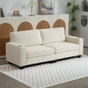 Three Seater Sofa, Fabric 3 Seater Couch with Spring Cushion and Cup Holders for Living Room, Bedroom