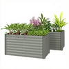 Set of 2 Galvanized Metal Planters for Outdoor Plants, 4' x 2' x 2' Raised Garden Bed, Distressed Dark Brown