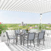 7 Piece Outdoor Dining Set with Rectangular Table and 6 Stackable Chairs, for Backyard, Lawn, Deck, Balcony, Pool Side