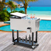 80 Quart Rolling Cooler Cart Portable Patio Ice Beer Beverage Cooling Bin w/ Bottle Opener & Storage Shelf