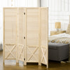 4.7' 4 Panel Wooden Room Divider with Pegboard Display, Folding Privacy Screen for Home Office, Natural