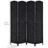 6ft Folding Room Divider, 4 Panel Wall Partition with Wooden Frame for Bedroom, Home Office, Black