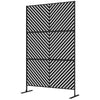 6.5FT Decorative Outdoor Divider, Metal Privacy Screen with Stand, Triangle Style, Black