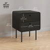 Modern Bedside Tables Set of 2, 2 Pieces Nightstands with 2 Storage Drawers and Steel Legs for Bedroom, Black Wood Grain
