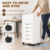 File Cabinet on Wheels Mobile Printer Stand with 5 Drawers for Home Office White