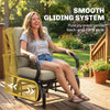 Patio Glider, Outdoor Glider Chair with Cushions, Steel Frame, Curved Armrests, Beige