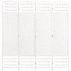 4 Panel Folding Room Divider, Portable Privacy Screen, Wave Fiber Room Partition for Home Office, White