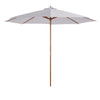 10' x 8' Bamboo Wooden Round Market Patio Sun Umbrella, Garden Parasol, Outdoor Sunshade Canopy, White