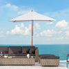 6.6x5ft  Fir Wooden Patio Umbrella Square Market Parasol Tilt Mechanism 6 Ribs Garden Sunshade, Cream White