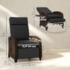Wicker Recliner Chair with Adjustable Backrest and Footrest, Washable Cushion, Side Tray, Black