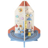 Wooden Activity Cube, Rocket Theme Educational Toys with Shape Sorter & Bead Maze for Toddlers 24M-6Y Fine Motor Skill