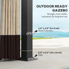 11' x 13' Patio Gazebo, Double Roof Outdoor Gazebo Canopy with Netting & Curtains, Galvanized Metal Frame, Khaki