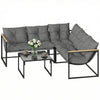 4 Piece Patio Furniture Set with Thick Cushions and Coffee Table, Patio Conversation Set for Porch, Balcony, Deck, Grey