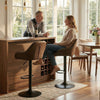 Adjustable Bar Stools Set of 2, Swivel Barstools with Footrest and Back, PU Leather and Steel Round Base, Coffee