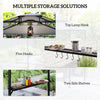 8' x 7.6' Grill Gazebo, Double Tiered Barbecue Grill Gazebo Shelter w/ Side Awning, 2 Side Shelves, 6 Hooks, Dark Grey