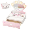 Qaba Kids Vanity Set, Makeup Table Toy with Lights, Mirror, Drawer, Accessories and Carry Handle for Girls 3-6 Years, Pink