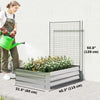 Galvanized Raised Garden Bed with Trellis for Climbing Plants, Outdoor Planter Box with Open Bottom, Silver