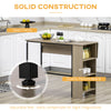 Counter Height Table with Drop Leaf, Extendable Bar Table with Adjustable Storage Shelf, Light Grey