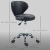 Adjustable Swivel Salon Stool with Backrest and Wheels, Office & Living Room Chair, Synthetic Leather, Black