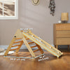 Qaba Pikler Triangle Set, 3 in 1 Climbing Toys with Ramp for Toddlers, Nature Wood