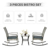 3 Pieces Patio Wicker Rocking Chair Set,  Outdoor PE Rattan Bistro Set Conversation Rocker Set with 2 Chairs 1 Coffee Table for Backyard, Deck, Poolside, Grey