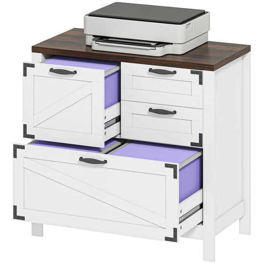 Lateral Filing Cabinet, Farmhouse File Cabinet with 4 Drawers, Fit Letter/A4/Legal Hanging Files, Black Wood Grain