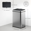 10.6 Gallon Automatic Garbage Can with Soft-Close Lid, Touchless Trash Can with Fingerprint Resistant Stainless Steel